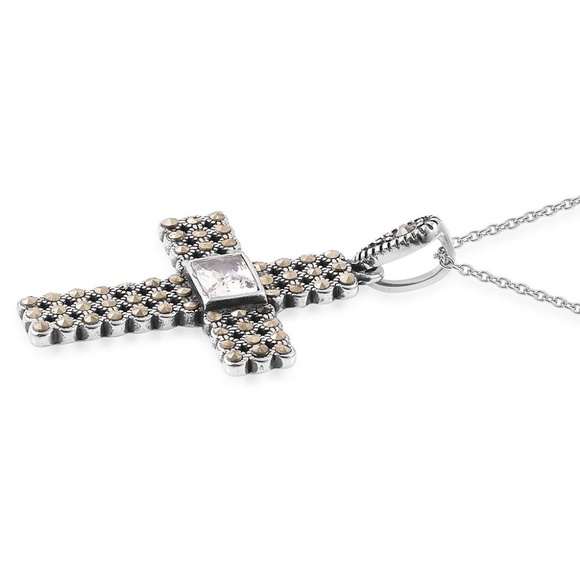 Simulated Diamond, Swiss Marcasite Stainless Steel - Picture 2 of 3